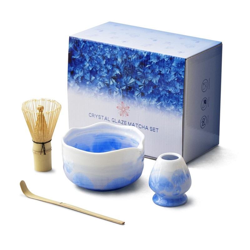 Natural Crystal Flower Matcha Set – 4 Pcs Food Grade Matcha Kit with Spouted …
