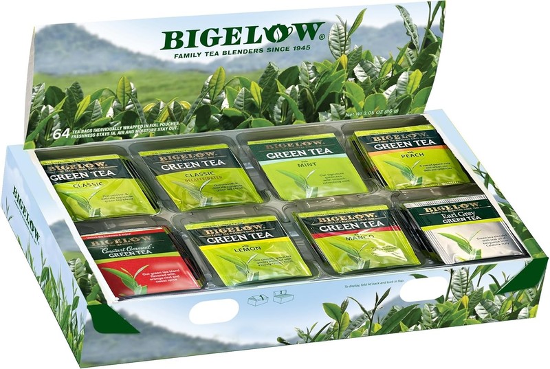 Green Tea Assortment, Individually Wrapped Tea Bags with Classic,