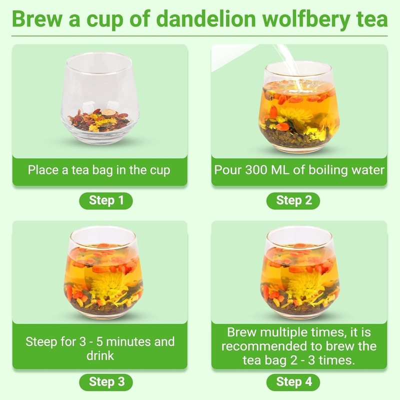 Dandelion Wolfberry Tea Support Kidney & Liver, 7 Traditional Herbal Blend 1 Pkg gallery