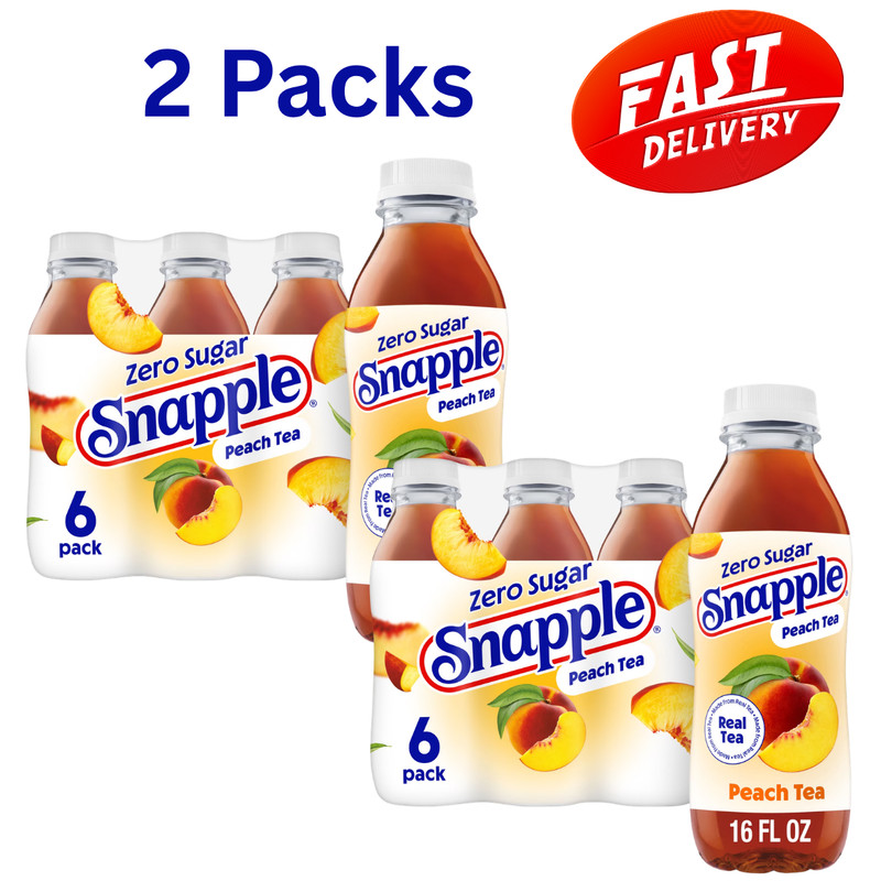 Snapple Zero Sugar Peach Tea, 16 fl oz Recycled Plastic Bottle (Pack of 6) x 2