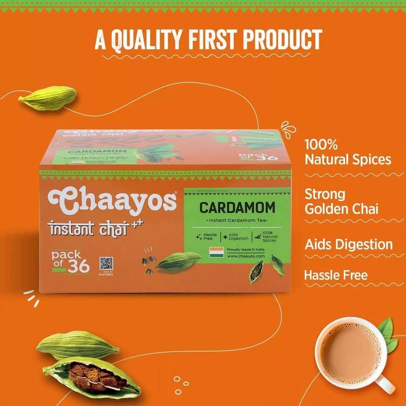 Chaayos Instant Herbal Tea Premix, Cardamom Regular Sugar 14g * 36 Sachets . gallery