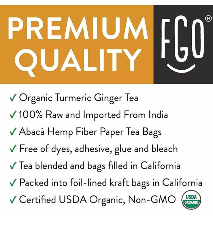 Organic Turmeric Ginger Tea - Eco-Conscious Tea Bags - 100 Count gallery