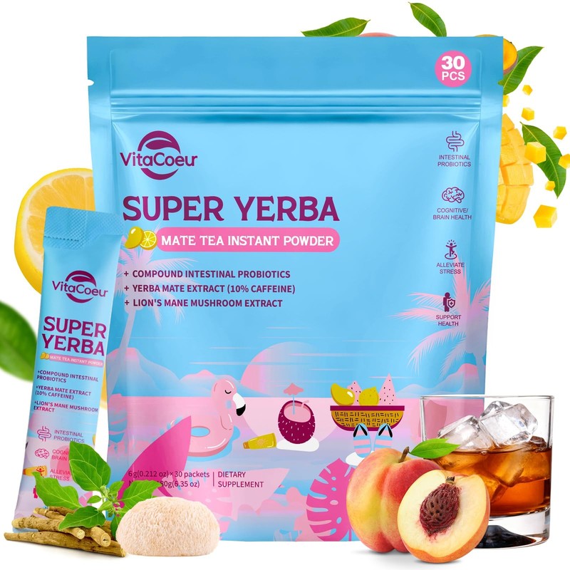 Yerba Mate Instant Tea Powder with Nootropics, Yerba Mate Tea Supports Energy…