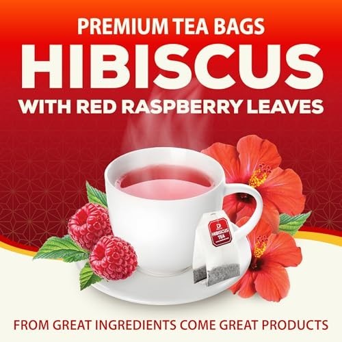 Premium Hibiscus & Raspberry Leaf Tea Bags - 50 Count - Non-GMO, Caffeine-Free H gallery