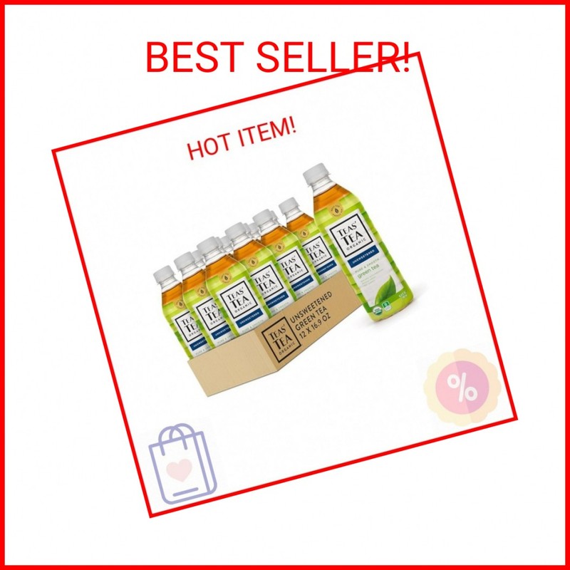 Teas’ Tea Unsweetened Pure Green Tea, Organic, Sugar Free, 0 Calories, 16.9 Ounc