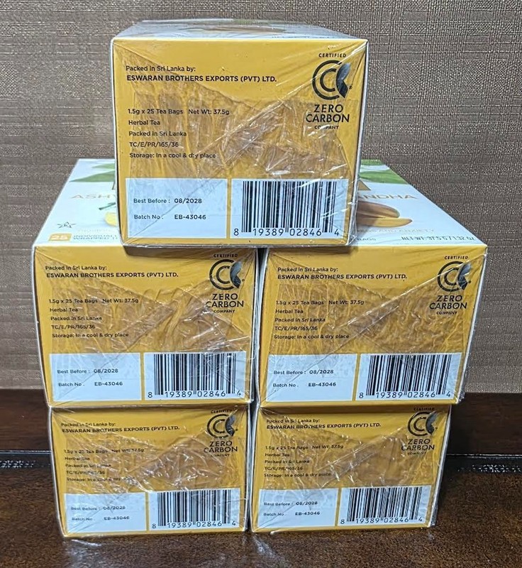 ASHWAGANDHA Mango Herbal Tea - 25 Tea Bags per Pack - LOT of 5 - Exp: 08/2028 gallery