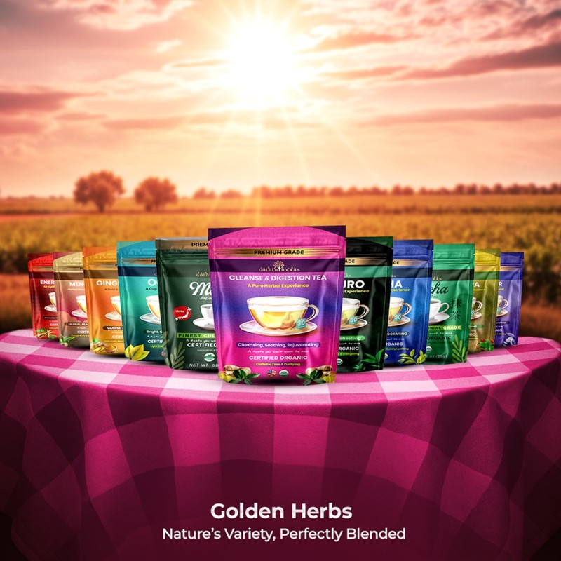 Golden Herbs Cleanse & Digestion Herbal Tea – Natural Detox & Gut Support gallery