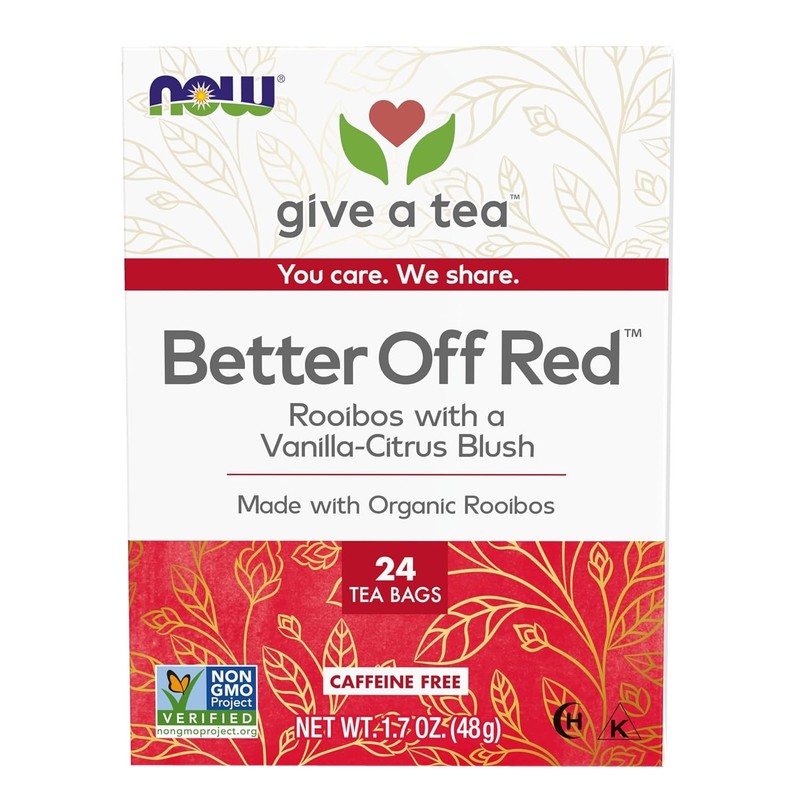 Better Off Red Rooibos Tea Vanilla Citrus Blush 24 bags By Now Foods EXP: 6/2026