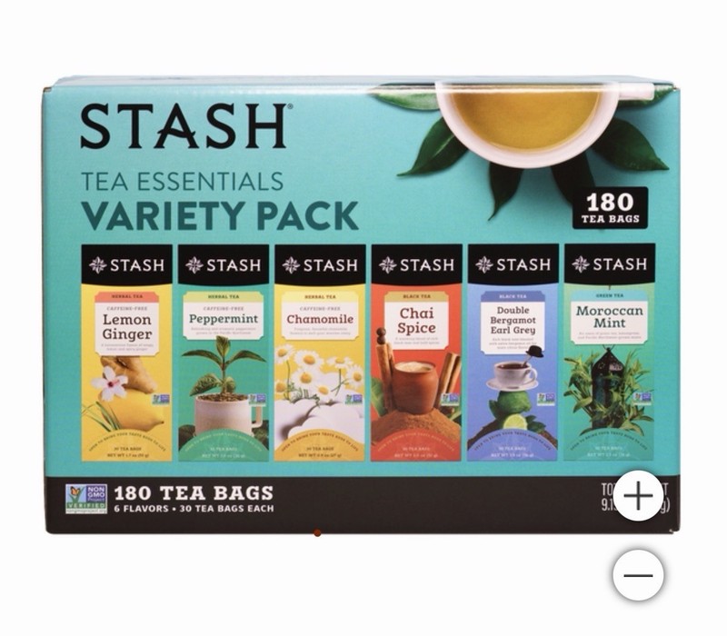 Stash Tea Essentials Variety Pack, 180-count, 6 Flavor Tea 30 Bags Each, 6 Boxes