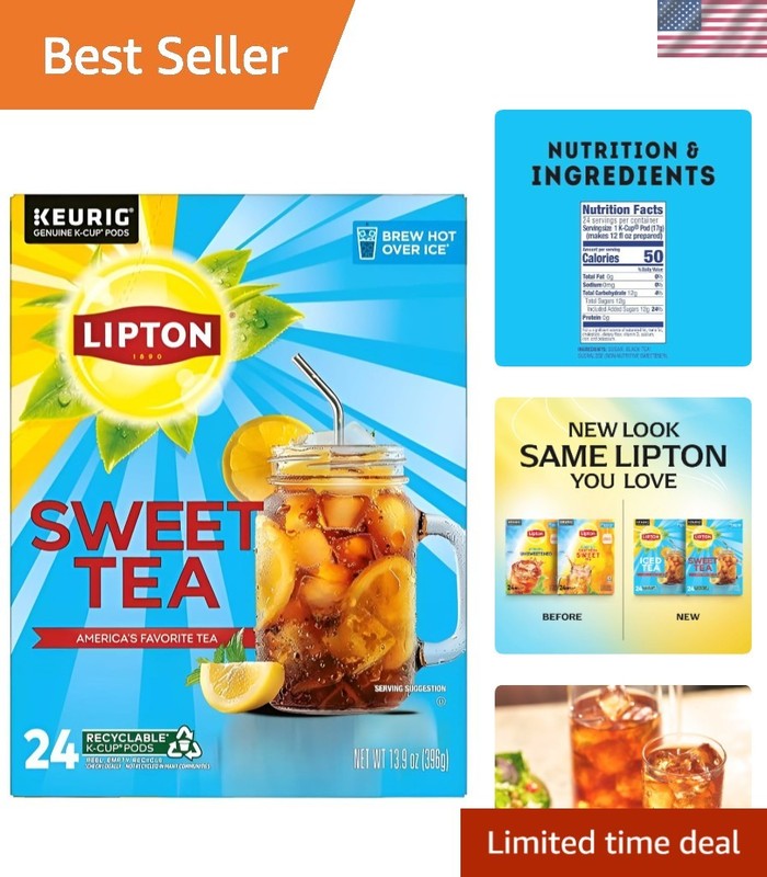 Refreshing Southern Sweet Iced Tea K-Cup Pods – 24 Count with Real Tea Leaves