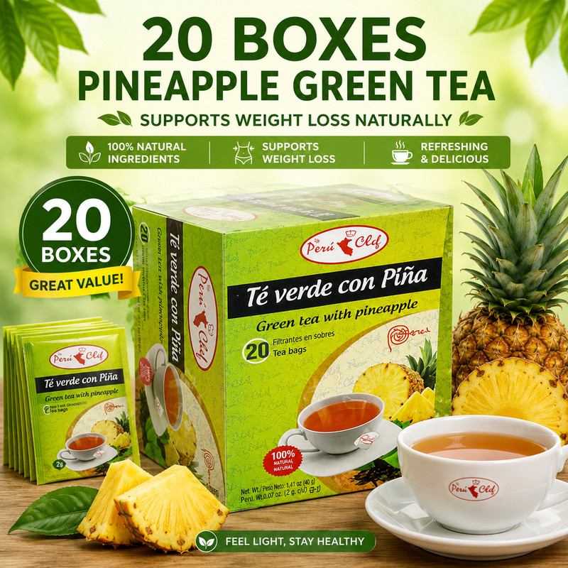 Pineapple Green Tea 20 Boxes Pack | 400 Total Tea Bags | Natural Green Tea with gallery