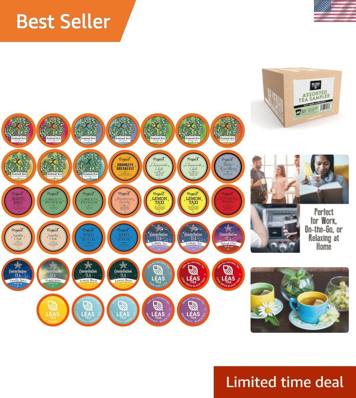 Gourmet Assorted Tea Sampler for K-Cup Brewers, 40 Count – Gluten-Free & Kosher