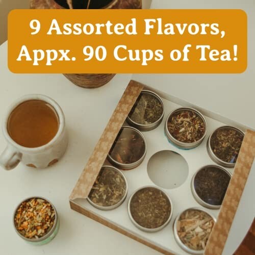 Thoughtful Gift: 9 Assorted Organic Tea Sampler, Premium Loose Leaf, 90 Servings gallery