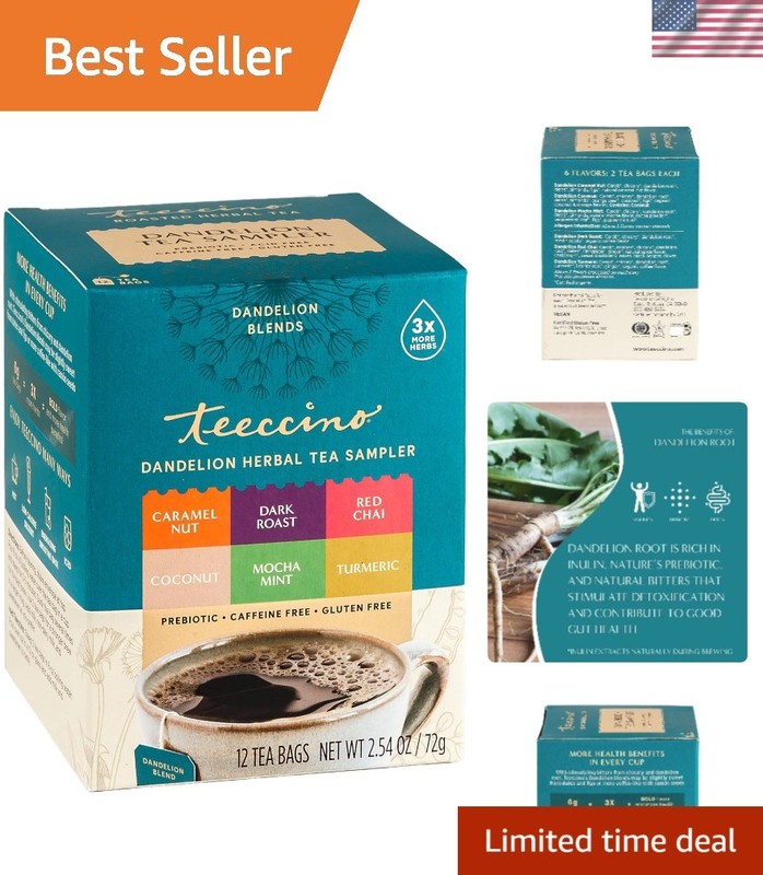 Delicious Dandelion Tea Sampler - 12 Bags for Natural Energy & Relaxation