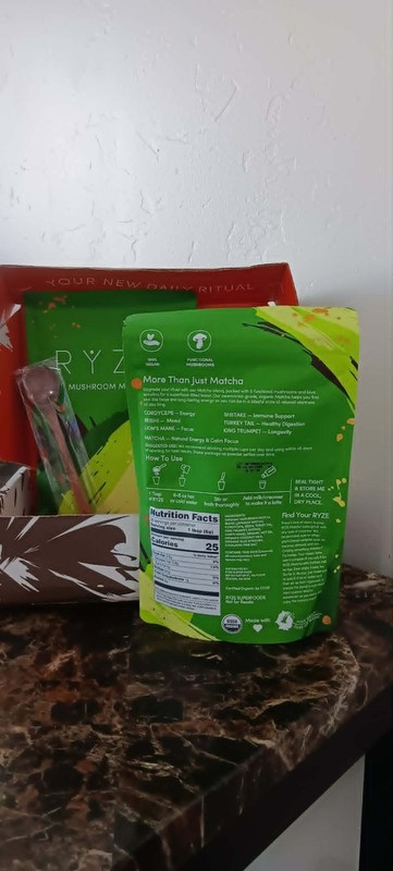 RYZE MUSHROOM MATCHA - USDA ORGANIC - 60 SERVINGS - DUO PKG - EXP 04/29/28 - NEW gallery