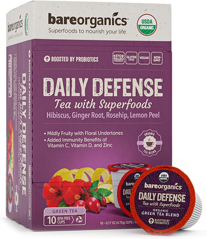 Daily Defence Tea – Organic Tea Pods for Keurig with Superfoods and Probiotics,