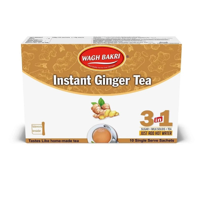 Wagh Bakri Ginger Instant Tea Premix, 140g Free Shipping World Wide