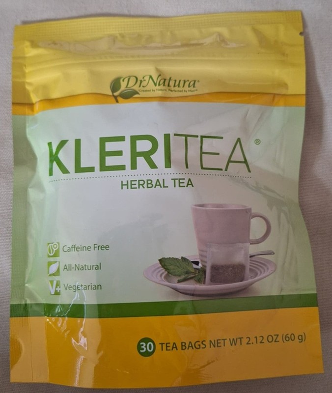 Dr. NATURA KleriTea Herbal Tea Caffeine Free 30 Tea Bag Expires 01/2027