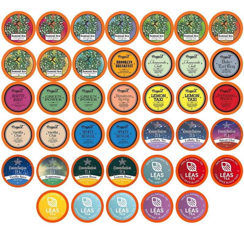 Two Rivers Assorted Tea Sampler Variety Pack for Keurig KCup Brewers, 40 Count
