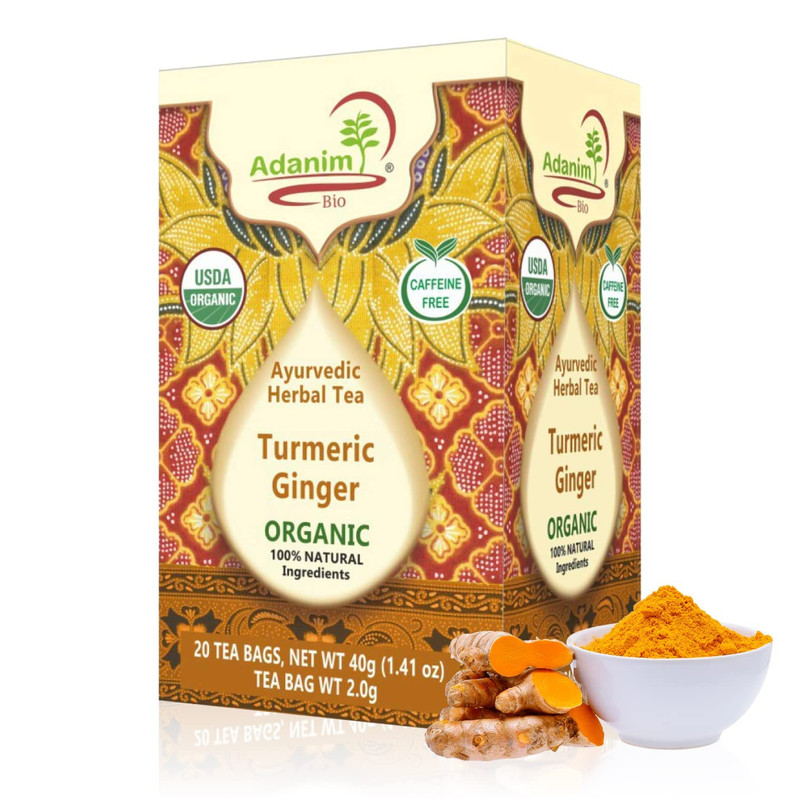 Ginger Turmeric Tea, Value Pack 80 Teabags, Caffeine-Free Organic Blend of Sooth gallery