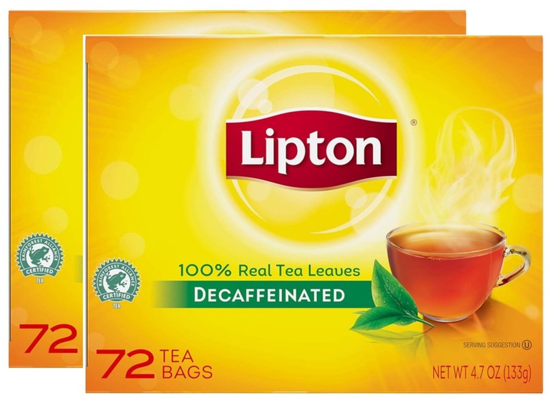 Lipton Decaffeinated Tea Bags 72 Count (Pack of 2)