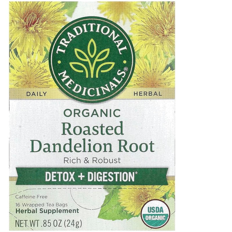 Organic Roasted Dandelion Root Tea for Detox & Digestion – 16 Kosher Teabags