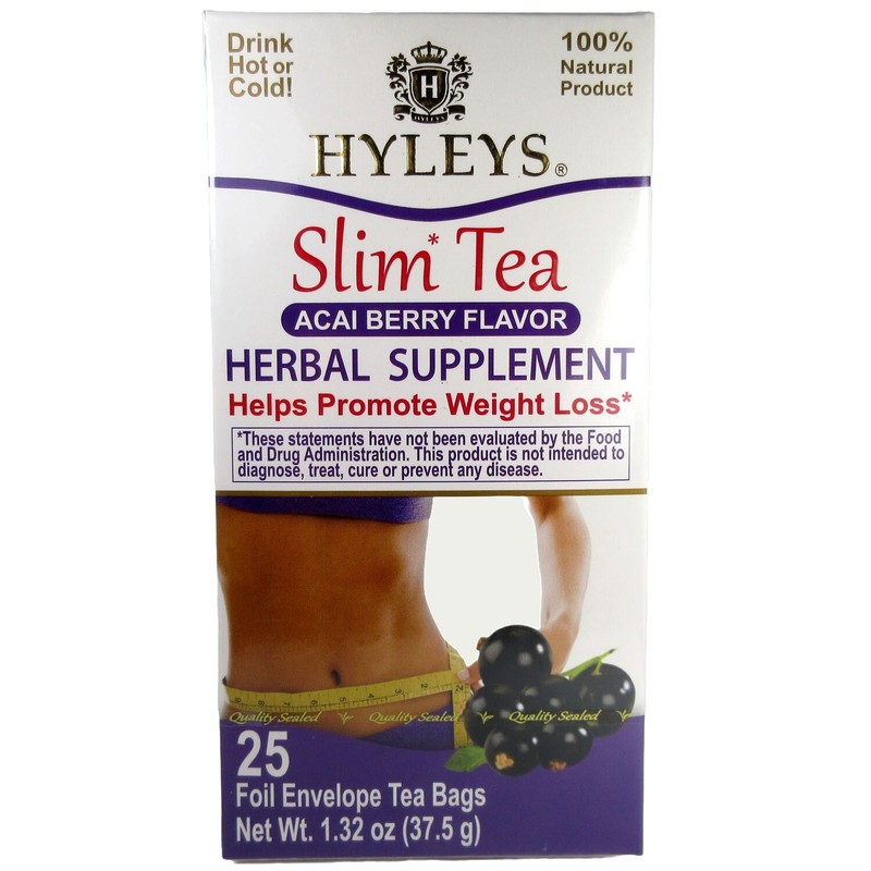 Hyleys SLIM TEA or COLON CLEANSE Tea – choose any flavor (25 Tea Bags)