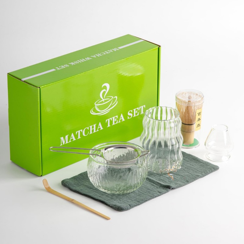 7Pcs Japanese Matcha Tea Set, Matcha Kit with Matcha Bowl (with Pouring Spout…