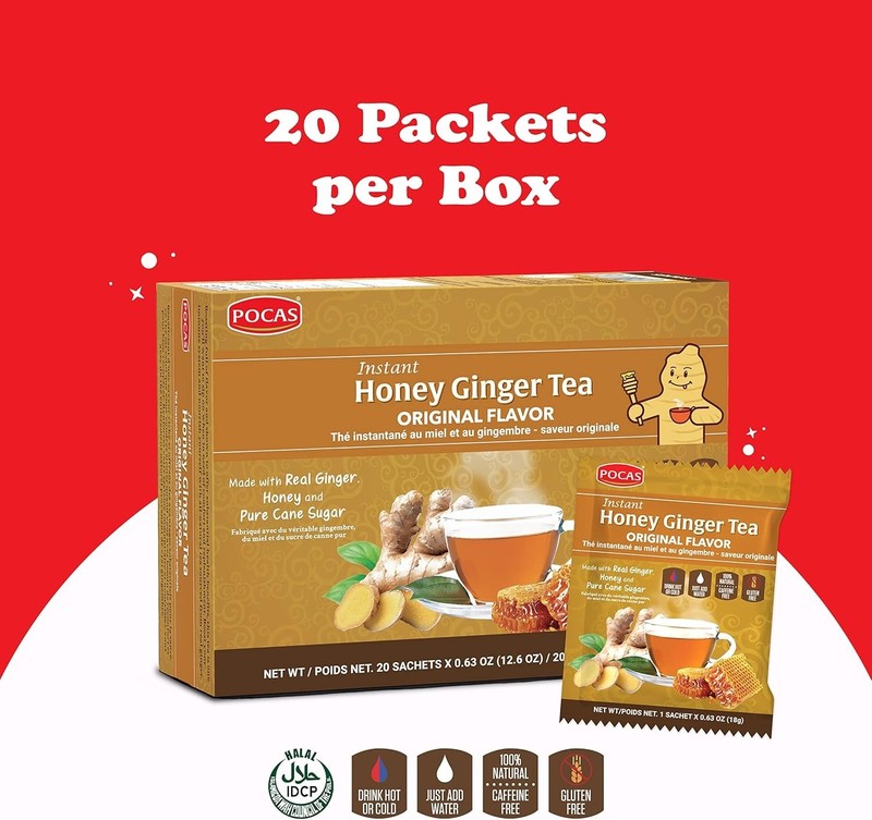 Delicious Instant Honey Ginger Tea Pack of 20 - Immune Support & Gluten Free gallery