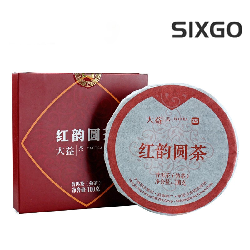 100g 2021 Year Menghai Tea Factory TEA Red Rhyme Round Tea Dayi Pu’er Tea Ripe
