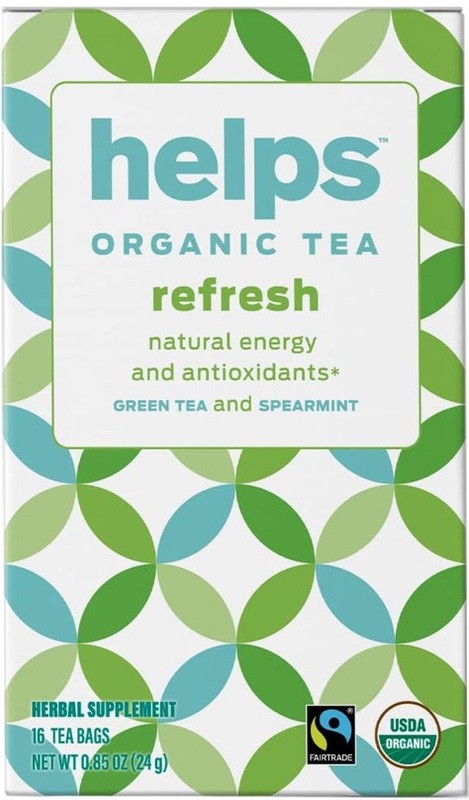 2) Boxes Helps Teas Refresh Organic Green Tea W/Spearmint Herbal 32 Tea Bags NIB