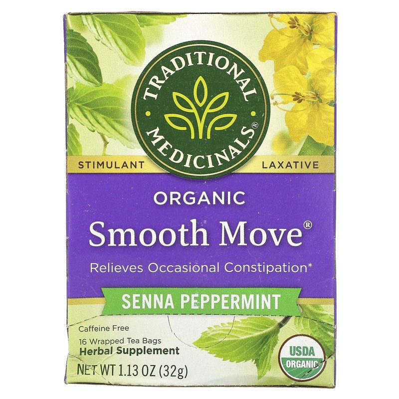 Organic Smooth Move, Senna Peppermint, Caffeine Free, 16 Wrapped Tea Bags, 1.13