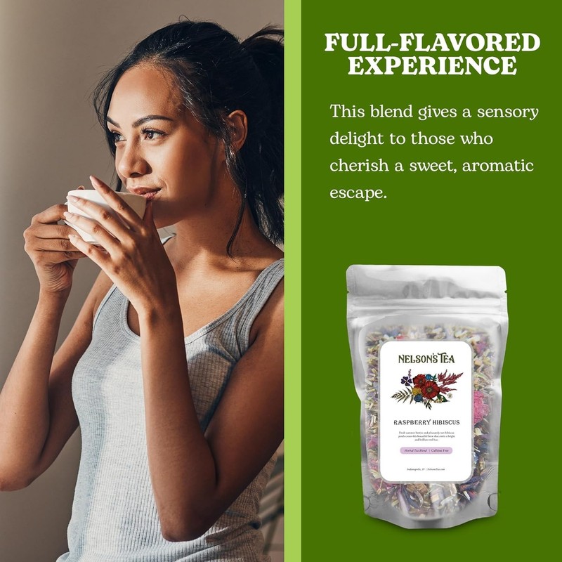 Nelson's Tea Raspberry Hibiscus Tea - Caffeine Free, Cut & Sifted Green - 4oz gallery