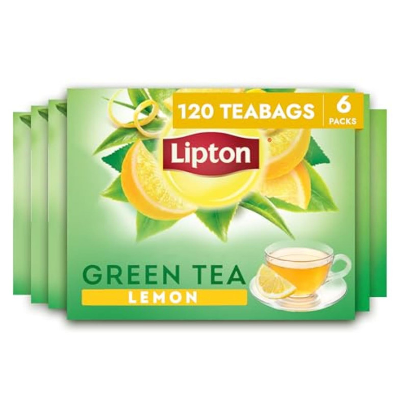 Lemon Green Tea Bags, Flavored, Unsweetened Teabags for Hot Tea or Iced Tea with