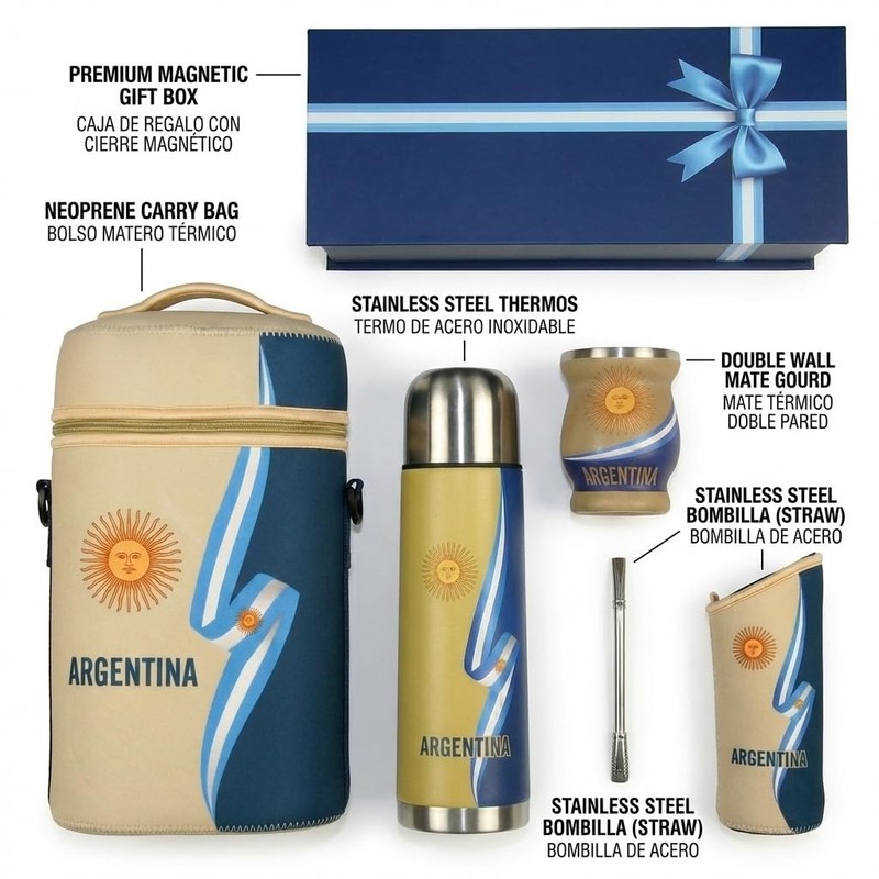 Yerba Mate Cup Set – Complete Argentine Yerba Mate Kit - 750 ml Stainless Ste... gallery