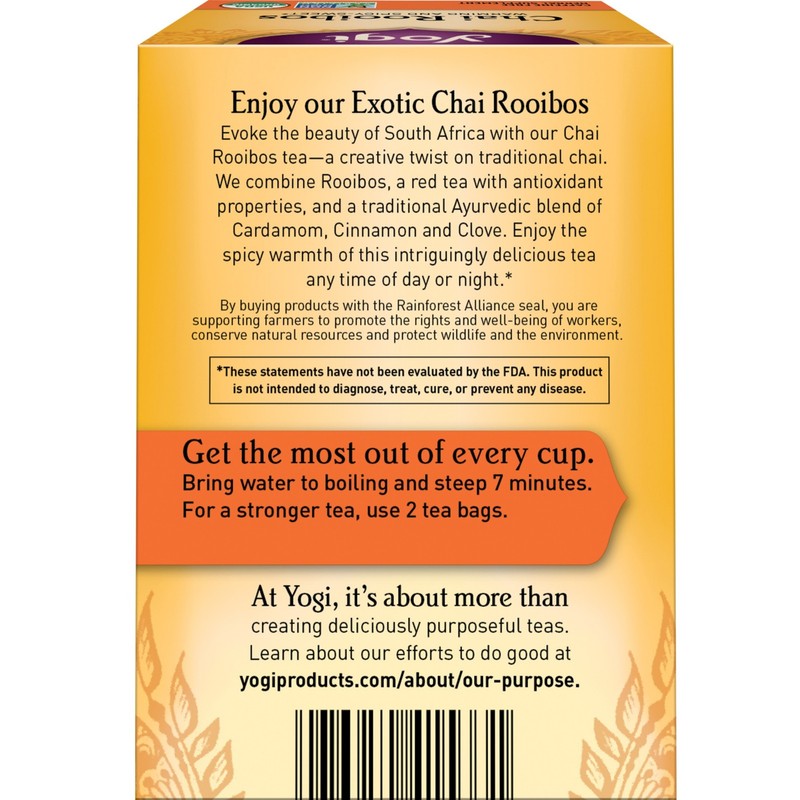 Yogi Tea - Chai Rooibos - Warming and Spicy Sweet - 6 Pack, 96 Tea Bags gallery