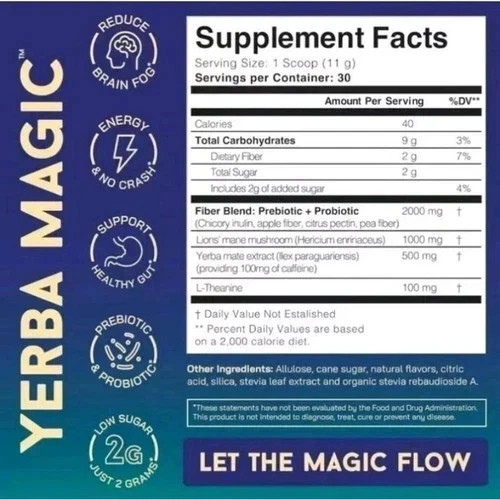 Yerba Magic–Yerba Mate Tea Instant Powder Super Drink with Nootropics,Prebiotics gallery