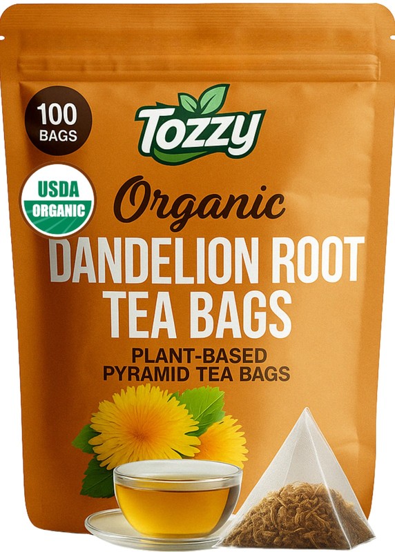 Organic Dandelion Root Tea 100 Count Plant-Based Pyramid Tea Bags