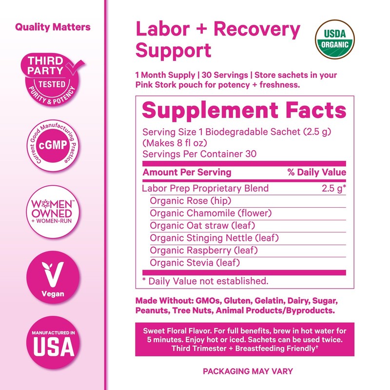 Labor Prep Tea, Organic Red Raspberry Leaf with Chamomile and Rosehip, Caffei... gallery
