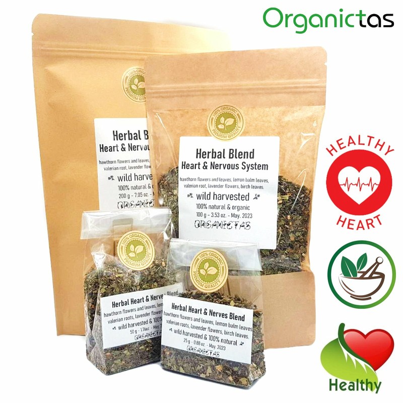 Heart Health Functional Herbal Tea Blend of 5 Selected Natural Herbs, Cardio