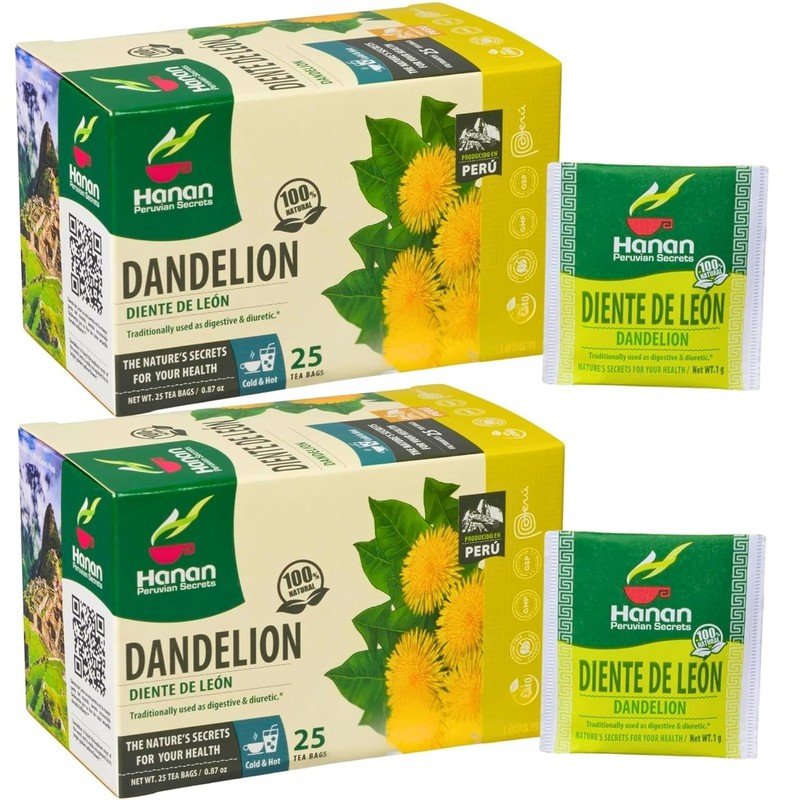 100% Natural Dandelion Root Tea Diente de León - 50 Tea Bags of from Peru