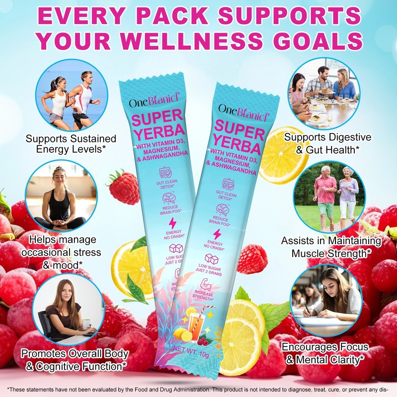 Super Yerba Instant Powder Packets, Mate Tea with Raspberry Lemonade Flavor, 30 gallery