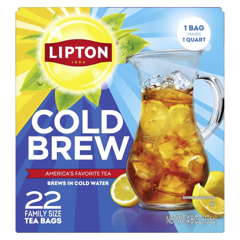Lipton Cold Brew Iced Tea Bags, Family Size Zero Calories, EasyToMake with no…