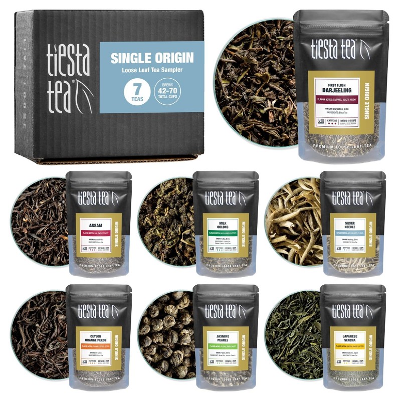 Tiesta Tea Single Origin Tea Sampler Dry Flight Set, Loose Leaf, High to Low…