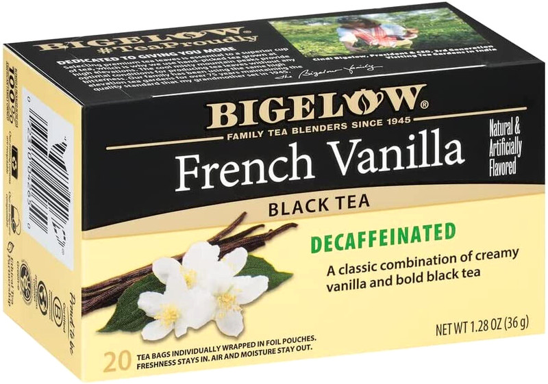 BIGELOW FRENCH VANILLA BLACK TEA DECAFFEINATED 20 Count Bags KOSHER NON-GMO