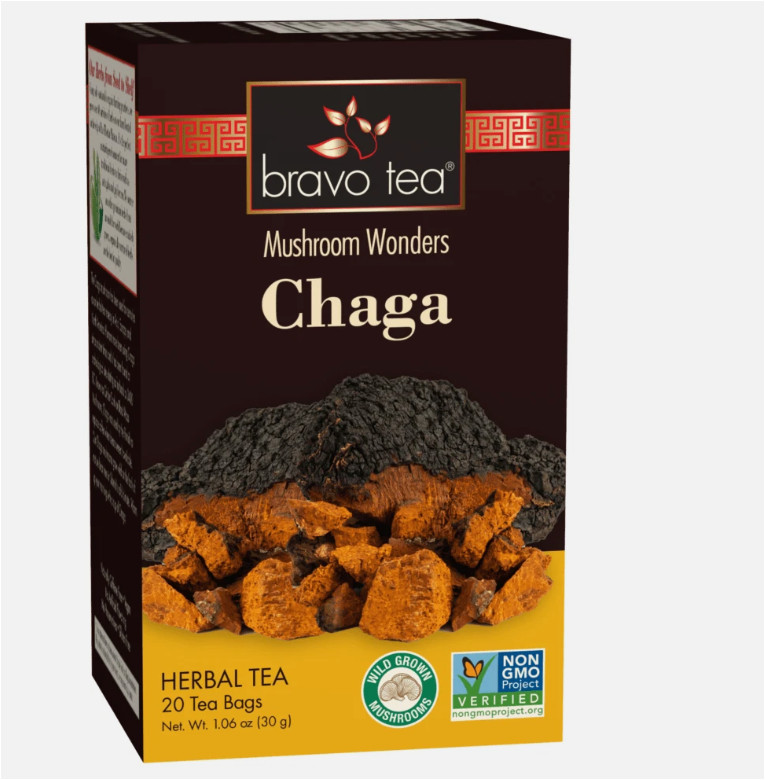 Bravo Herbal Tea Mushroom Wonders Chaga HEALTHY IMMUNE Function 20 Bags NO GMO