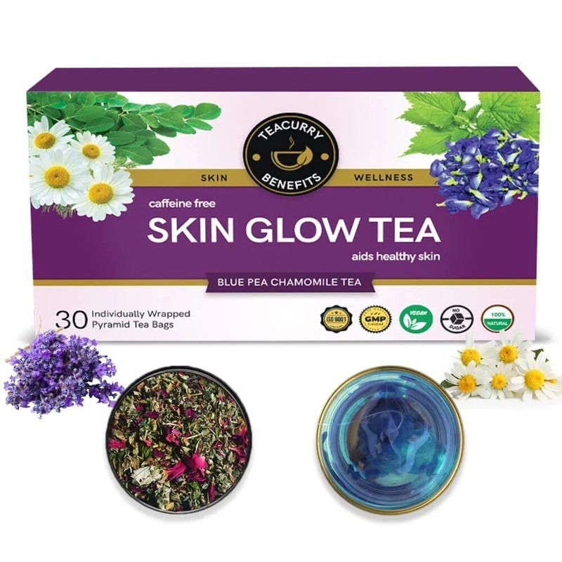 TEACURRY Skin Glow Tea (1 Month Pack | 30 Tea Bags) - Help In Skin Shine- 100g