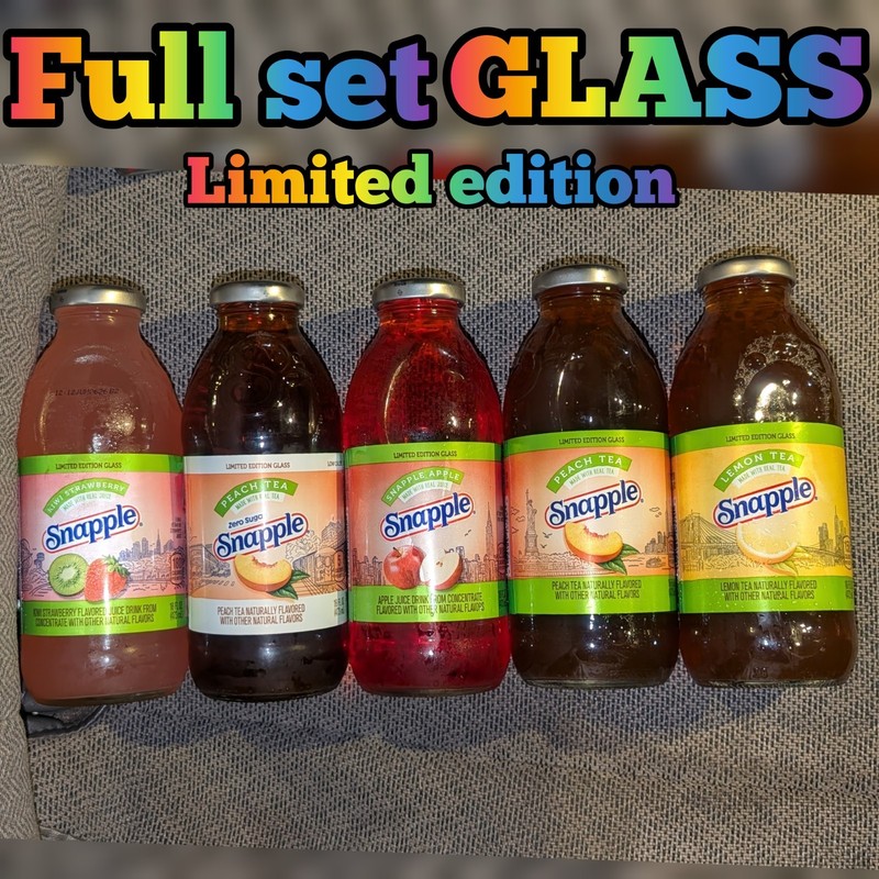 NYC Full Set 🥤 Snapple Glass Bottles 🍏🍒 All 5 Flavors ✨ Limited Edition 🔥🔥