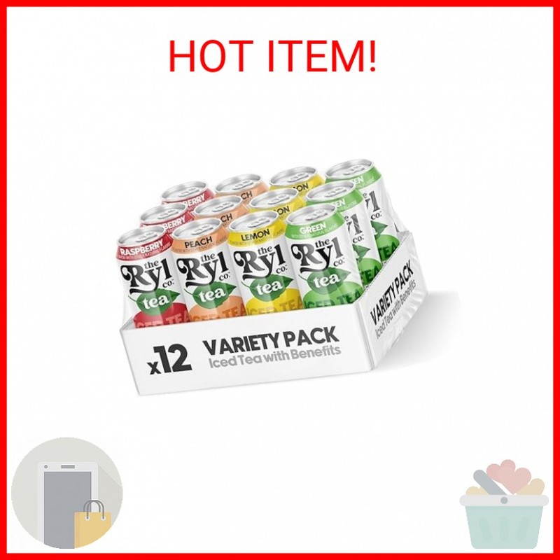 Ryl Iced Tea, Variety Fruit Tea Sampler (Peach/Raspberry/Lemon/Green) –Zero Suga