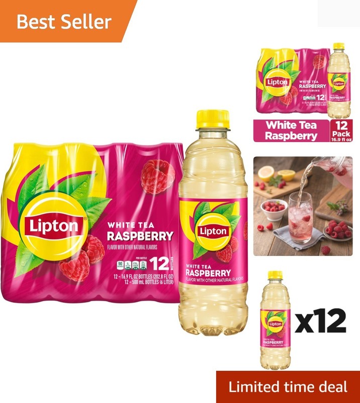 12 Bottles of Raspberry White Iced Tea – Natural, Refreshing, and Allergen-Free